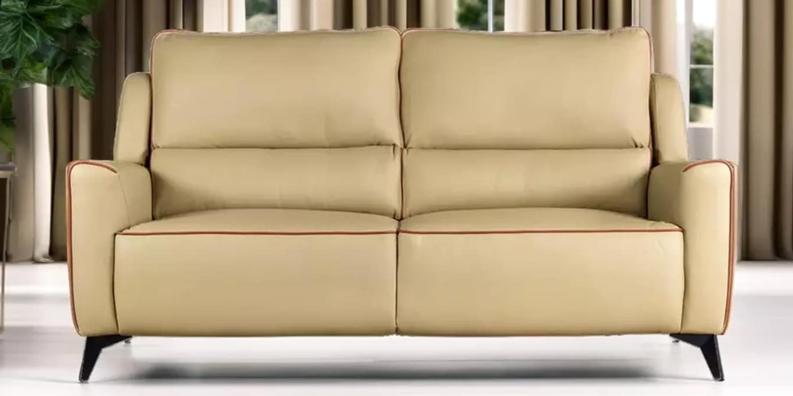VENICE 3 Seater  Modern Design Living Room Luxury Comfort Genuine Leather  In BUFF  By Furnitech